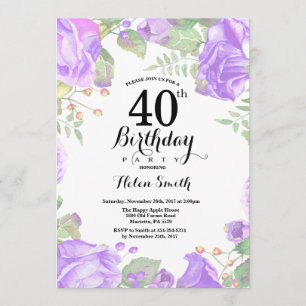 Botanischer Lila Blumenkohl 40. Geburtstag Einladu Einladung