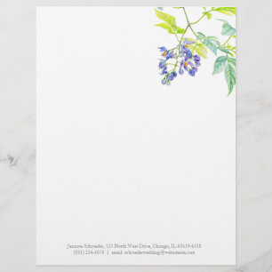 Botanischer lila Hochzeitsbrief Briefbogen