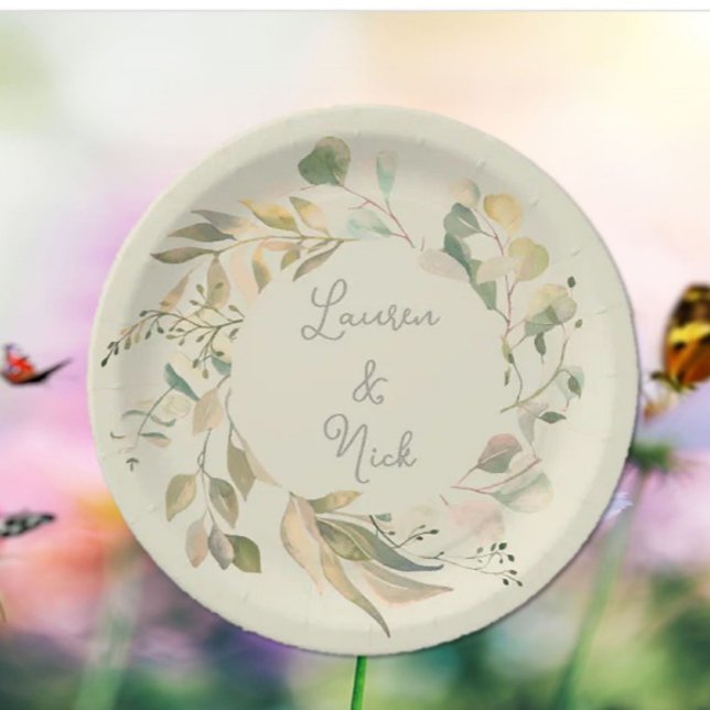 Botanischer Look! Hochzeit von Personalisierten Te Pappteller (Von Creator hochgeladen)