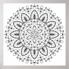 Botanischer Mandala-Ausbruch mit Blütenring-Design Poster