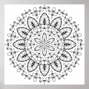 Botanischer Mandala-Ausbruch mit Blütenring-Design Poster