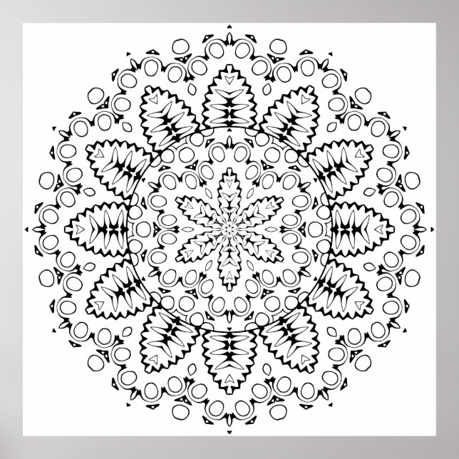 Botanischer Mandala-Ausbruch mit Blütenring-Design Poster (Vorne)