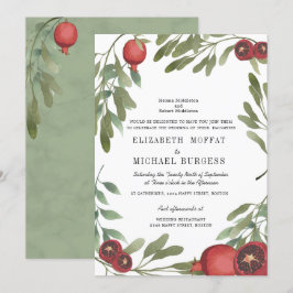Botanischer Marmor Boho Greenery Wedding Burgundy Einladung