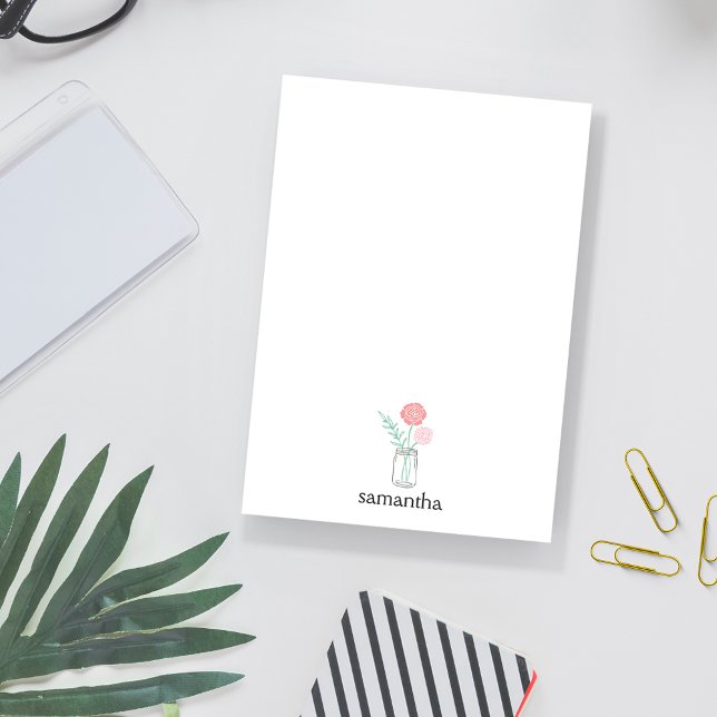 Botanischer Mason Jar Blume Personalisiert Post-it Klebezettel (Von Creator hochgeladen)