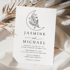 Botanischer Mondfisch und Sterne Hochzeit Einladung