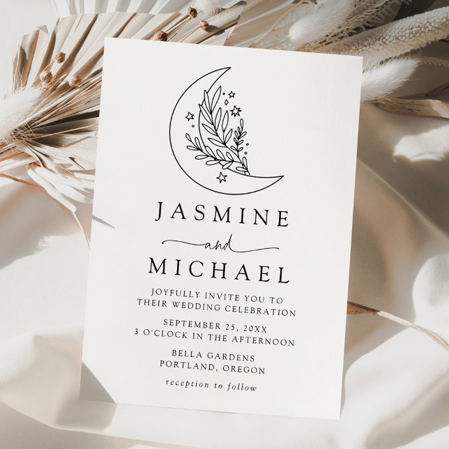 Botanischer Mondfisch und Sterne Hochzeit Einladung (Von Creator hochgeladen)