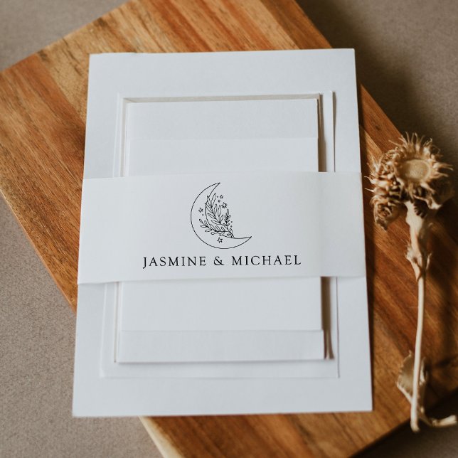 Botanischer Mondfisch und Sterne Hochzeit Einladungsbanderole (Von Creator hochgeladen)