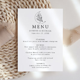 Botanischer Mondfisch und Sterne Hochzeit Menükarte