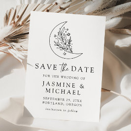 Botanischer Mondfisch und Sterne Hochzeit Save The Date