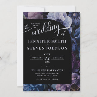 Botanischer Mondlicht | Gothic Floral Wedding Einladung