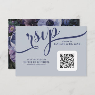 Botanischer Mondlicht   Gothic Floral Wedding RSVP Karte