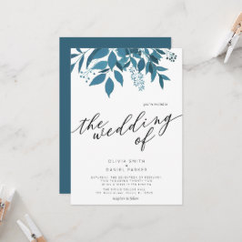 Botanischer Navy Blue | Script Winter Wedding Einladung