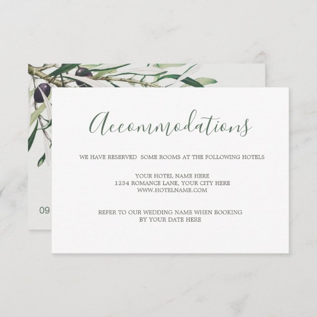 Botanischer Olivenzweig Hochzeitssaal UAWG Ca RSVP Karte (Vorne/Hinten)
