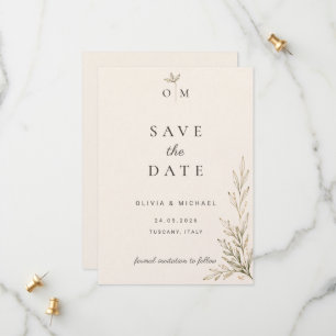 Botanischer Olivenzweig Save-the-Date-Karte  Save The Date