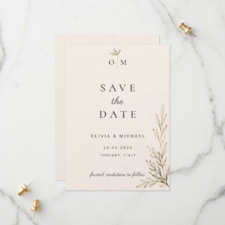 Botanischer Olivenzweig Save-the-Date-Karte  Save The Date