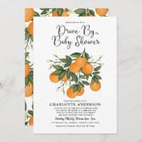 Botanischer Orange Citrus Drive Thru Baby Dusche