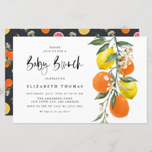 Botanischer Orange- und Lemon-Babybrunch Einladung
