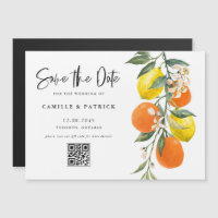 Botanischer Orange- und Lemon-QR-Code Save the Dat