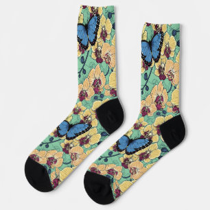 Botanischer Orchideengarten mit Schmetterlingen II Socken