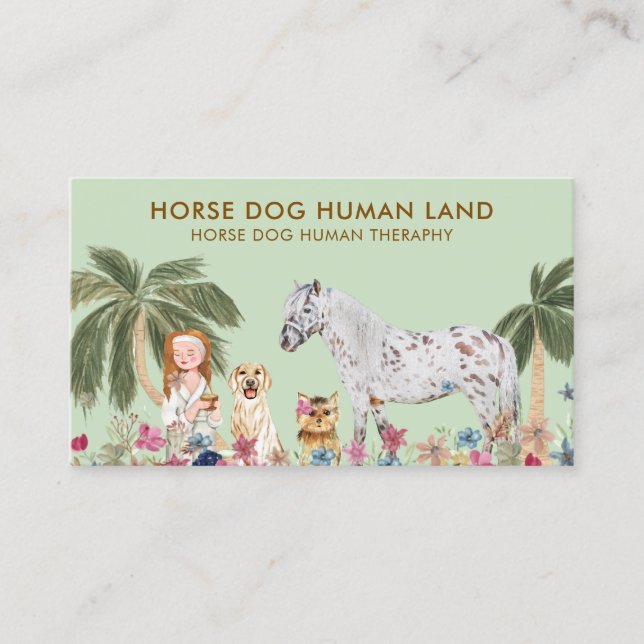 Botanischer Palm HORSE DOG HUMAN THERAPHY Visitenkarte (Vorderseite)