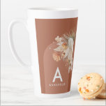 Botanischer Palmblättergras cof Milchtasse<br><div class="desc">Moderne rustikale Terracotta botanische Palmenpampas Gras personalisiert</div>