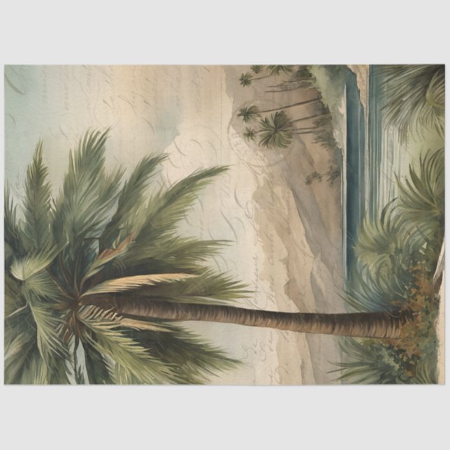 Botanischer Palmenbaum Wasserfarben Ephemere Seidenpapier (Vorderseite)