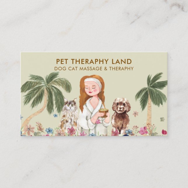 Botanischer Palmkatze DOG HUMAN Massage THERAPHY Visitenkarte (Vorderseite)