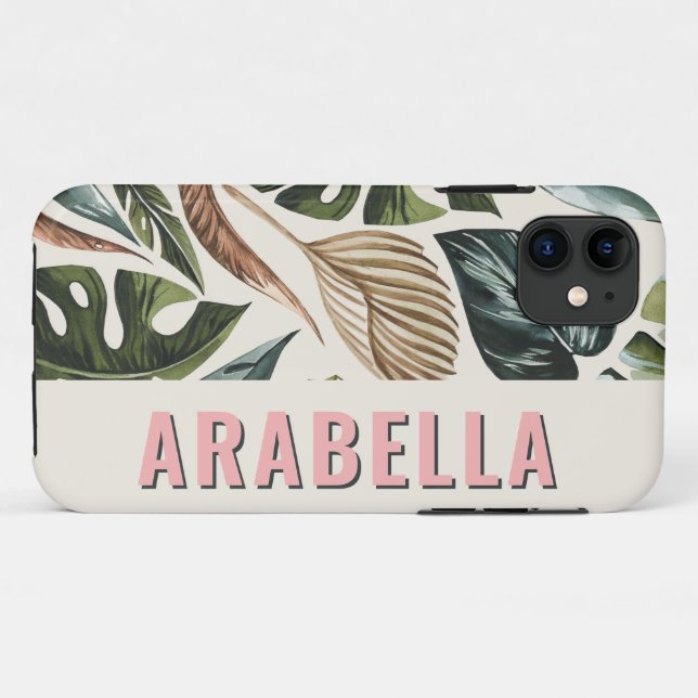 Botanischer personalisierter Name des tropischen B Case-Mate iPhone Hülle (Rückseite (Horizontal))