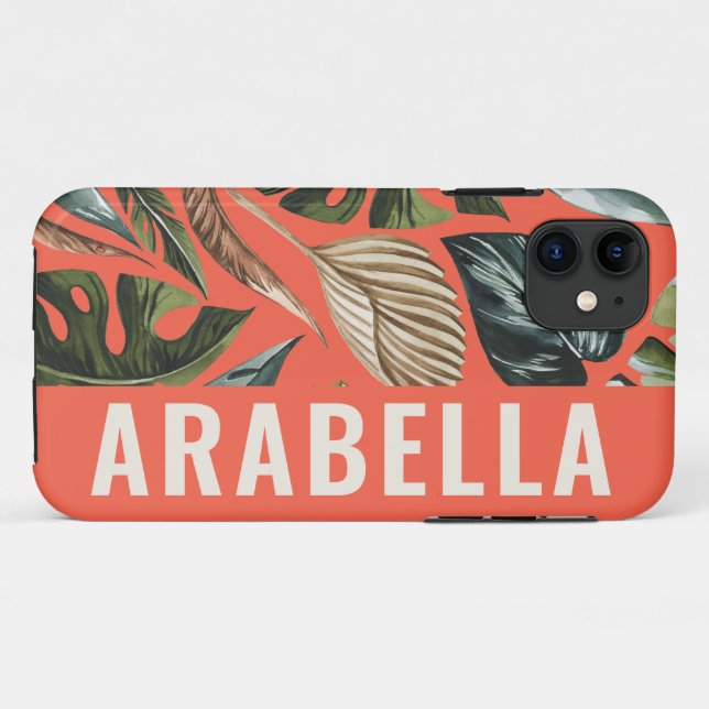 Botanischer personalisierter Name des tropischen B Case-Mate iPhone Hülle (Rückseite (Horizontal))