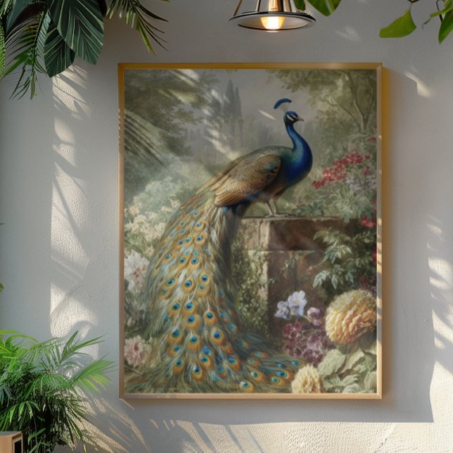 Botanischer Pfau bei Schloss im englischen Garten Poster (Von Creator hochgeladen)