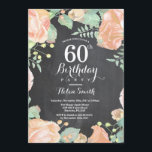Botanischer Pfirsich-Floral 60. Geburtstag Einladu Einladung<br><div class="desc">Botanischer Pfirsich Floral 60. Geburtstag Einladung. Blumenrosa-Erbsen Geburtstag Einladung für Frauen. Aquarell Floral Blume. Elegante Blume aus Rosa und Peony. Erwachsener Geburtstag. Hintergrund der Zwischenablage.Schwarz und Weiß. 13. 15. 16. 18. 20. 21. 30. 40. 50. 60. 70. 80. 90. 100. jedes Alter. Für weitere Anpassungen klicken Sie bitte auf die...</div>