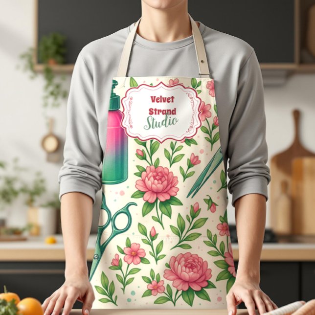 Botanischer Pinker Stylist-Schönheitsbetrieb Schürze (Von Creator hochgeladen)