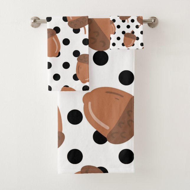 Botanischer Polka-Dot-Fall-Dekor aus schwarzem und Badhandtuch Set (Insitu)