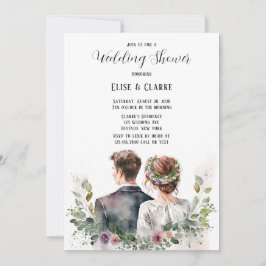 Botanischer Polterabend von Braut und Groom in Einladung