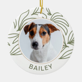 Botanischer Print Hund Foto und Name Weihnachten Keramik Ornament