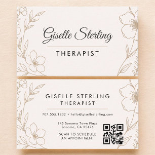Botanischer QR Code Blush Elegant Visitenkarte