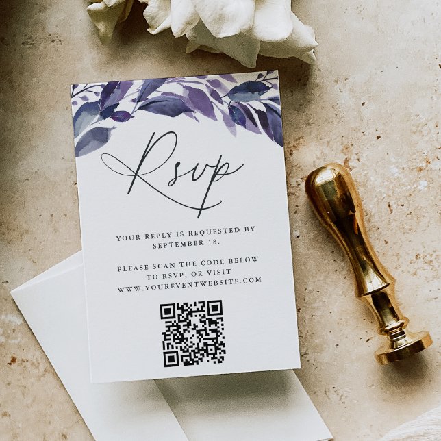 Botanischer QR-Code für reichlich Foliage Violet RSVP Karte (Von Creator hochgeladen)