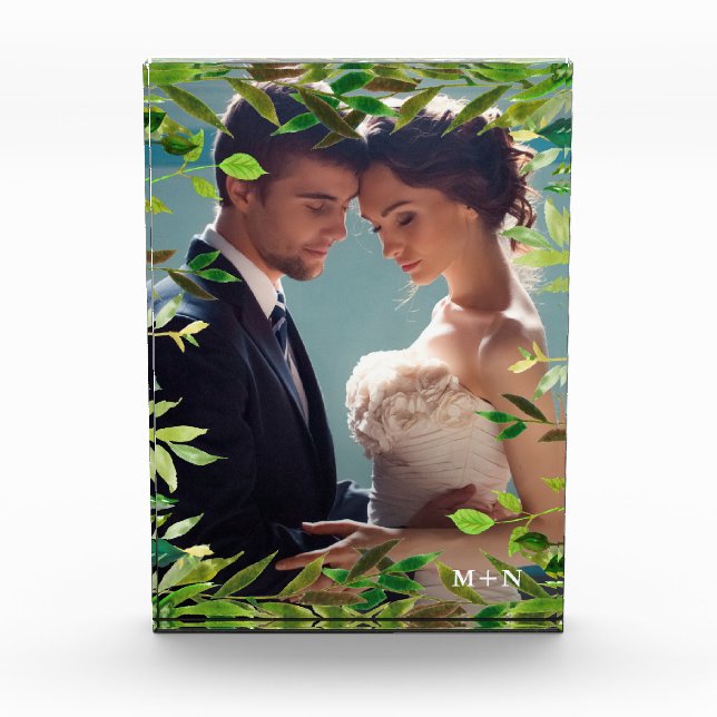 Botanischer Rahmen mit Foto und Monogramm (Vorderseite)