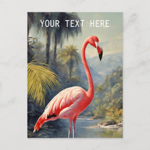Botanischer Regenwald Rosa Flamingo Vintage Postkarte