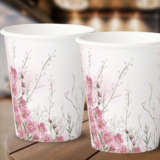 Botanischer Rosa Wasserfarbe Pappbecher (Von Creator hochgeladen)