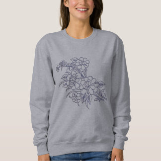 Botanischer Rosenstrauß-Linienkunst-Frauen-Shirt Sweatshirt
