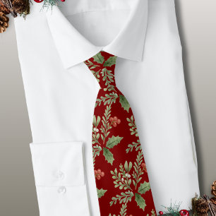 Botanischer Roter Holly Berries Weihnachtsfeiertag Krawatte