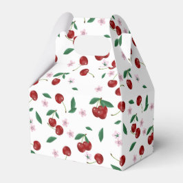 Botanischer Roter Kirschen Grüne & Blüten Geschenkschachtel