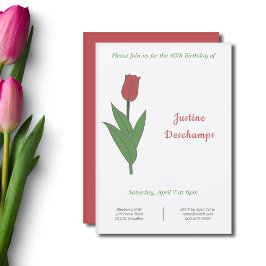 Botanischer Roter Tulip Geburtstagsfeier Einladung