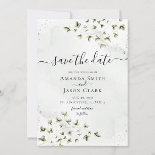 Botanischer Salbei Grünzeug Blätterwerk Rustikal M Save The Date