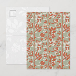 Botanischer Salbei-Korallen-Poetischer Blumenkunst Postkarte