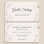 Botanischer Schimmer und Schwarzes Haar - Stylisti Visitenkarte<br><div class="desc">Das stilvolle Design der Visitenkarte mit sanftem,  blütendem Hintergrund und eleganter botanischer Linienkunst verbindet die fett schwarze Namenstypografie mit beruflichem Klartext und schafft so ein modernes und dennoch feminines Layout. Ideal für Friseure,  Schönheitsexperten,  Salons und kreative Unternehmer,  die eine raffinierte und berufliche Markenidentität gewollt haben.</div>