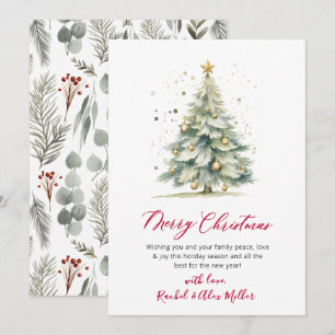 Botanischer Script Tree Weihnachtskarten außerhalb Feiertagskarte