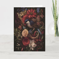 Botanischer Singvogel Botanische Vogel Wandkunst,
