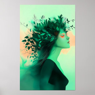Botanischer Smaragd-Frauen-Druck Poster